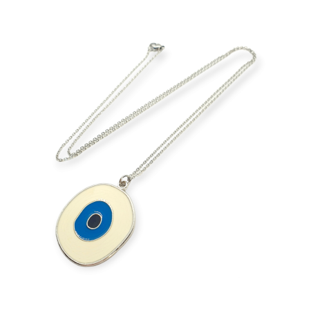 necklace steel silver with eye1